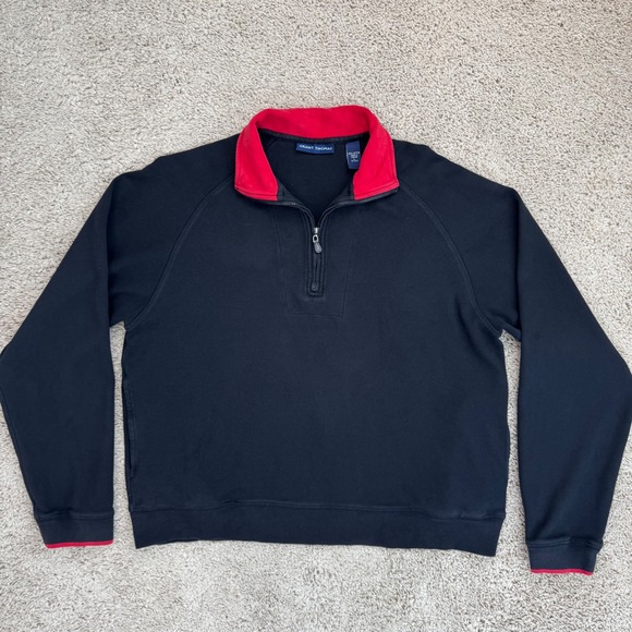 Grant Thomas Other - Grant Thomas Pullover Mens L 1/4 Zip Black and Red Cotton Sweatshirt Top Read